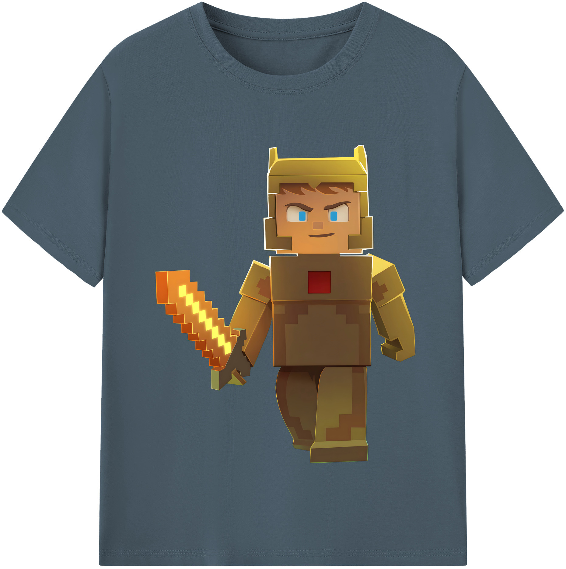 （画像用） マインクラフト ブロックの世界 Minecraft MC Block world 綿100％半袖Tシャツ（フロントプリント）